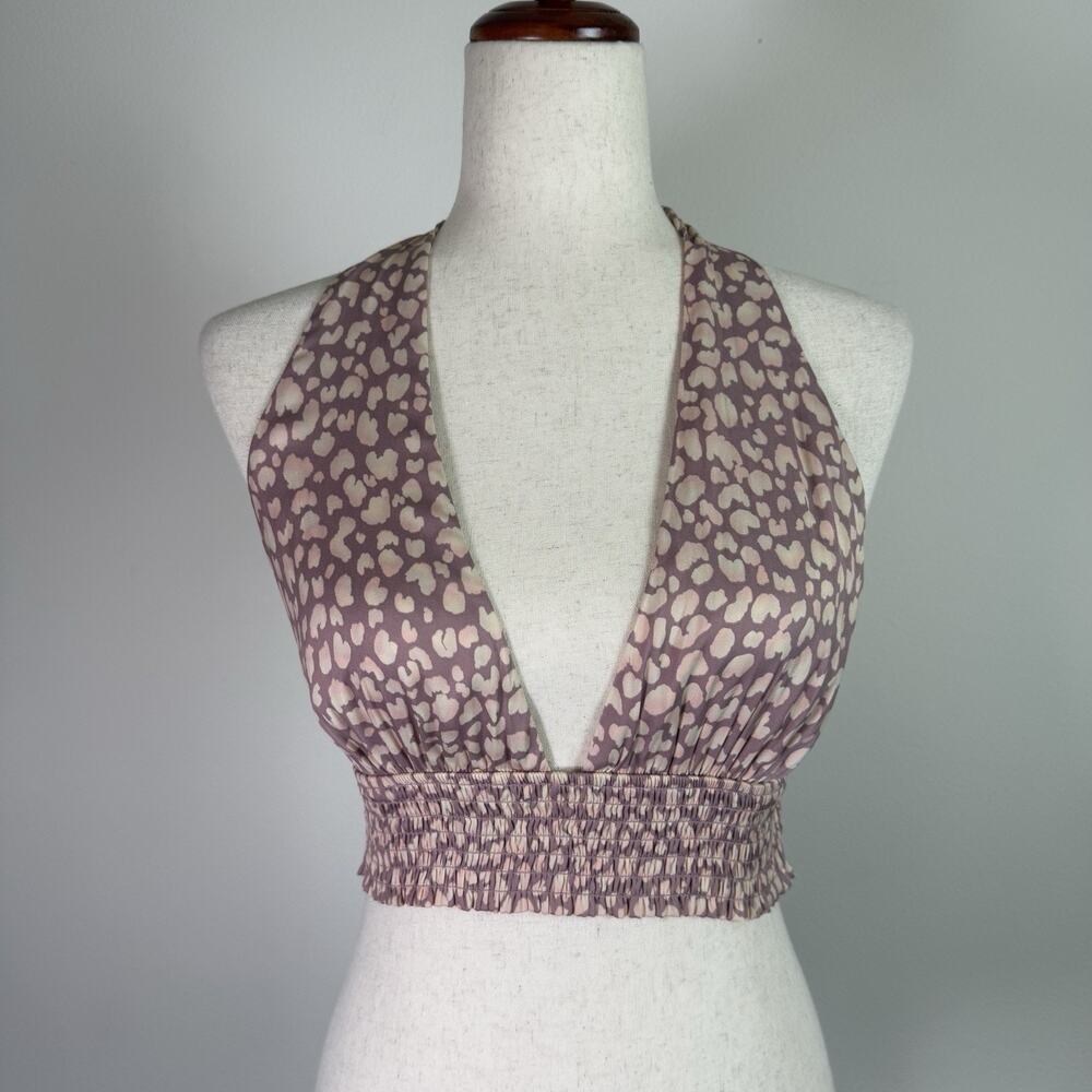 Intimately Free People Halter Top Size Small Pink/Purple Polyester Festival
